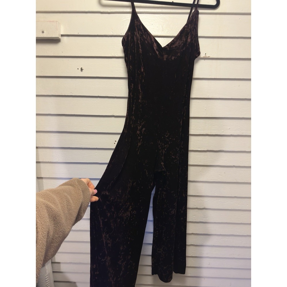 VINTAGE 90s Betsey Johnson Purple Velvet Jumpsuit Women's Size M Y2K